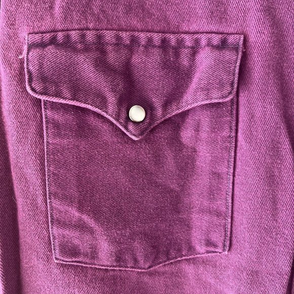Panhandle Men's Shirt Size 15.5x34 Heavy Denim Pearl Snap Long Sleeve Purple - Picture 3 of 9